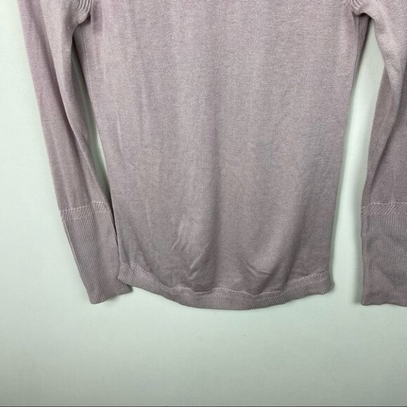 Lululemon Cashmere Knit Sweater V-Back Smoky Blush Purple Unity Drop Curved Hem - Picture 6 of 12